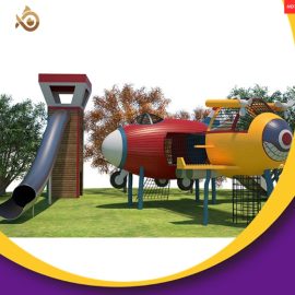Outdoor Playground Airplane Wooden Playground with Slide