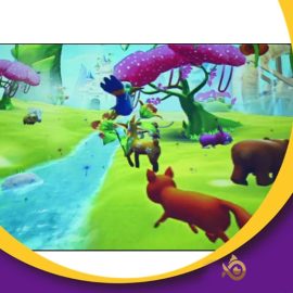 Indoor amusement park floor interactive projection